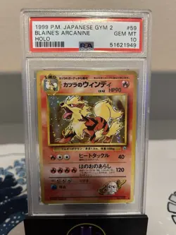 1999 Pokemon Japanese Gym 2 Blaine's Arcanine Holo PSA 10 - Image 1