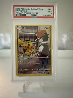 2019 Pokemon Sun & Moon Cosmic Eclipse Secret Rare Holo, Pikachu PSA Mint 9 🔥 - Image 2