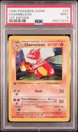1999 POKEMON BASE SET 1ST EDITION #24 CHARMELEON PSA 9 - Image 1
