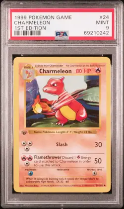 1999 POKEMON BASE SET 1ST EDITION #24 CHARMELEON PSA 9 - Image 1