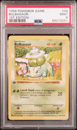 1999 POKEMON BASE SET 1ST EDITION #44 BULBASAUR PSA 9 - Image 1