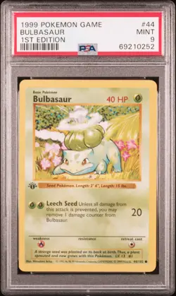 1999 POKEMON BASE SET 1ST EDITION #44 BULBASAUR PSA 9 - Image 1