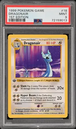 1999 POKEMON BASE SET 1ST EDITION #18 DRAGONAIR PSA 9 - Image 1