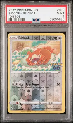 2022 POKEMON GO [DITTO] #059 BIDOOF-REVERSE FOIL PSA 9 - Image 1
