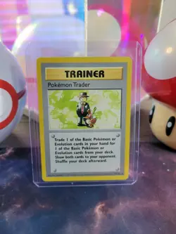 Pokemon Trader 77/102 Pokemon TCG Base Set Shadowless Unlimited Regular Rare MP - Image 1
