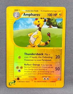 MP Reverse Holo Ampharos 1 Rare Aquapolis Pokemon 2003 Shin-ichi Yoshida - Image 1