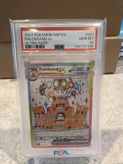 2024 POKEMON SSP EN-SURGING SPARKS ULTRA RARE #221 PALOSSAND EX PSA 10 - Image 1