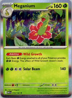 2025 Pokemon Mega Evolution Meganium 010/132 Holo Rare - Image 1