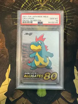 Pokemon Japanese Croconaw Silver Foil Meiji Promo PSA 10 - Image 1