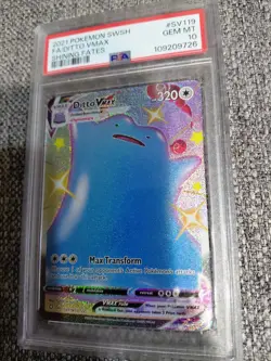 Pokemon TCG Ditto VMAX Shining Fates Holo Ultra Rare PSA 10 - Image 1