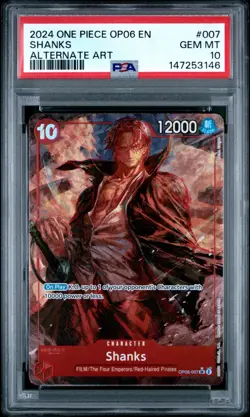 2024 ONE PIECE OP06-WINGS OF THE CAPTAIN #007 ALTERNATE ART SHANKS PSA 10 - Image 1