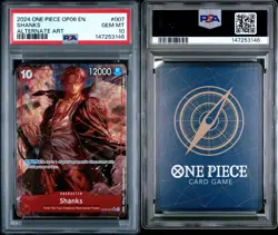 2024 ONE PIECE OP06-WINGS OF THE CAPTAIN #007 ALTERNATE ART SHANKS PSA 10 - Image 3