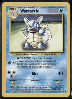 1999 Pokemon TCG Base Set Unlimited Uncommon #42 Wartortle S - Image 1