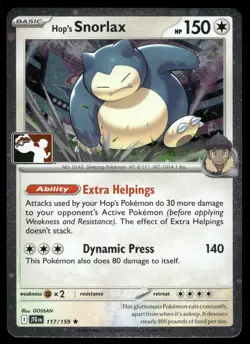 Hop's Snorlax 117/159 R Prize Pack Series Cards Pokemon Holo NM - Image 1