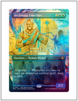 Archmage Emeritus, Foil, Borderless Art, Secrets of Strixhaven, MTG NM - Image 1