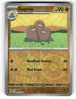 Dugtrio NM 051/165 Reverse Holo 151 Pokemon Uncommon - Image 1