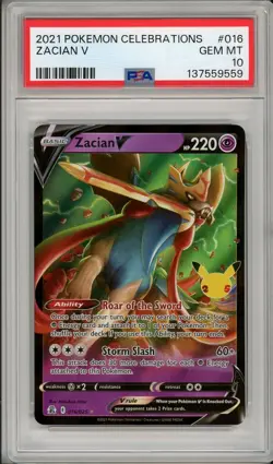 2021 Pokemon Celebrations Zacian V #016 PSA 10 - Image 1
