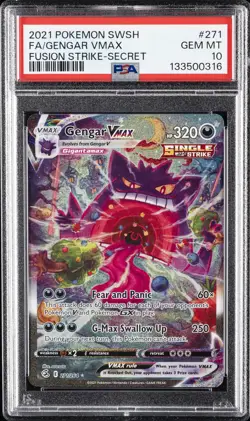 2021 POKEMON SWORD & SHIELD FUSION STRIKE SECRET FULL ART/GENGAR VMAX PSA 10 - Image 1