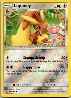 Lopunny 107/156 Uncommon Ultra Prism Pokemon Reverse Holo Near Mint - Image 1