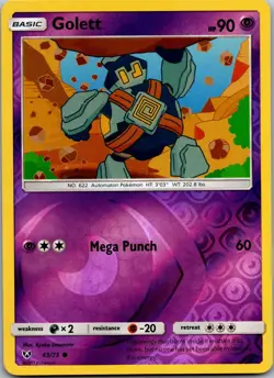 Golett 43/73 Common Shining Legends Pokemon Reverse Holo Near Mint - Image 1