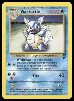 Wartortle 63/130 Uncommon Base Set 2 Pokemon Moderately Played - Image 1