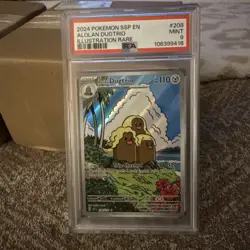 PSA 9 MINT Alolan Dugtrio, SV Surging Sparks Pokemon Illustration Rare , 208/191 - Image 1