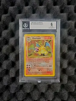 1999 Pokemon Charizard Base Set #4/102 Holo Unlimited Rare BGS 6 Ex-Mt Centered - Image 1