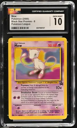 Pokemon TCG Mew Black Star Promo #8 CGC Gem Mint 10 Wizards Basic Psychic 2000 - Image 1
