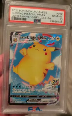 PSA10 Surfing Pikachu VMAX 022/028 RRR s8a 25th Anniversary Japanese Pokemon TCG - Image 1