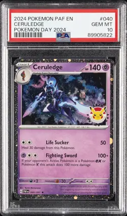 2024 POKEMON PAF EN-PALDEAN FATES POKEMON DAY 2024 #040 CERULEDGE PSA 10 - Image 1