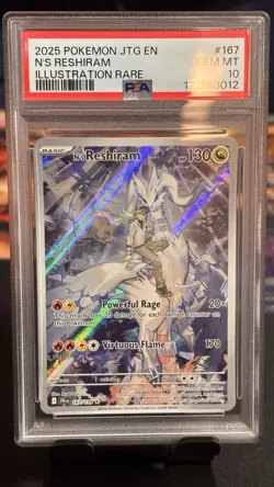 PSA 10 N’s Reshiram 167/159 Illustration Rare 2025 Pokemon JTG EN GEM MINT - Image 1