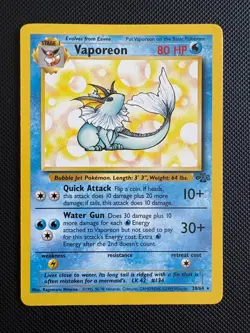 Vintage Pokemon TCG - Vaporeon 28/64 Non Holo - Jungle - MP - Image 1