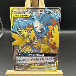 Pokemon Card Hidden Fates Moltres, Zapdos, Articuno GX 66/68 NM - Image 1