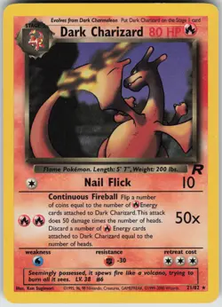 Dark Charizard (21) Rare Unlimited Team Rocket 21/82 Pokemon card NM - Image 1