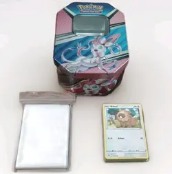 Pokemon TCG Tin Sylveon W/ 42 Assorted Mixed Random Bulk Cards Lot - Image 1