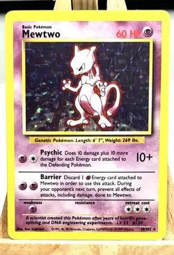 Basic Pokemon Mewtwo Hologram Card 10 / 102 Never Played With - Image 2