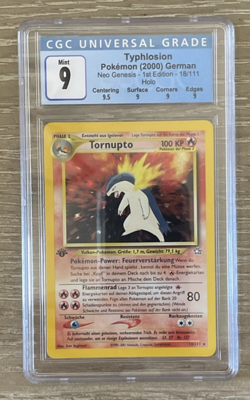 CGC 9 MINT Typhlosion Tornupto 18/111 HOLO 1st Edition Pokemon Card German - Image 1