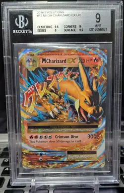 2016 Pokemon M Charizard EX 13/108 Evolutions Holo BGS 9 Mint - Image 1
