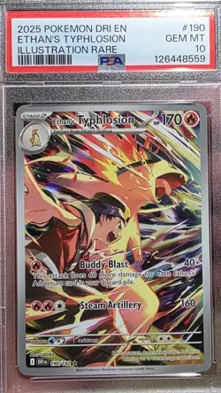 2025 Pokemon Destined Rivals Ethan's Typhlosion 190/182 Illustration Rare PSA 10 - Image 1