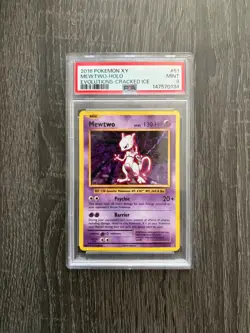 2016 Pokemon XY Evolutions Mewtwo Holo Cracked Ice PSA 9 Mint - Image 1