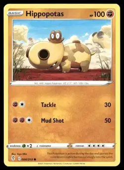 2021 Evolving Skies Set Pokemon Card 084 Hippopotas NM - Image 1