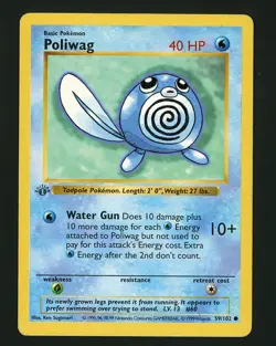 Poliwag HP 59/102 Grey Stamp 1st Edition Base Set Shadowless - Pokemon 1999 (A) - Image 1