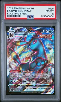2021 POKEMON SWORD & SHIELD EVOLVING SKIES #095 FULL ART/UMBREON VMAX PSA 6 - Image 1