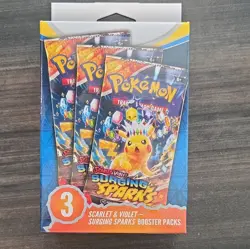 Pokemon Scarlet & Violet Surging Sparks Hanger Box - 3x Booster Packs Sealed New - Image 1