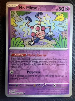 Mr. Mime 122/165 Scarlet & Violet 151 Pokemon Reverse Holo 2023 - Image 1