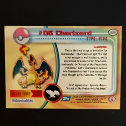 Charizard Topps Pokemon TV Animation Series 1 - Blue Logo #06 - 1999 Vintage DMG - Image 2