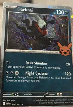 *Double SWIRLS* Pokemon TCG - Darkrai Trick or Trade 2024 cosmos holo 136/197 - Image 2