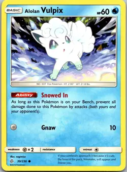 Alolan Vulpix 39/236 Common Cosmic Eclipse Pokemon Near Mint - Image 1