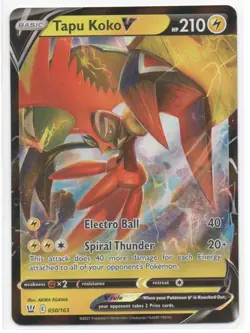 Pokemon TCG Tapu Koko V Ultra Rare SWSH05: Battle Styles 050/163 NM - Image 1