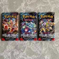 Set Of 3 Pokemon TCG: Scarlet and Violet Stellar Crown Booster Packs Sealed - Image 1